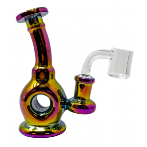 5" Assorted Color Electro Plated Donut Water Pipe - [WPL3998]